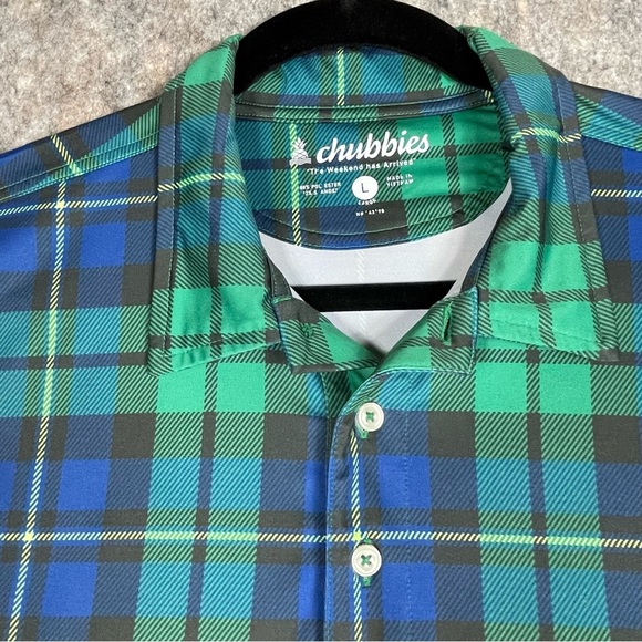 Chubbies Saint Andrew Plaid Tartan Country Club Preppy Golf Polo Shirt Sz L - Picture 6 of 16